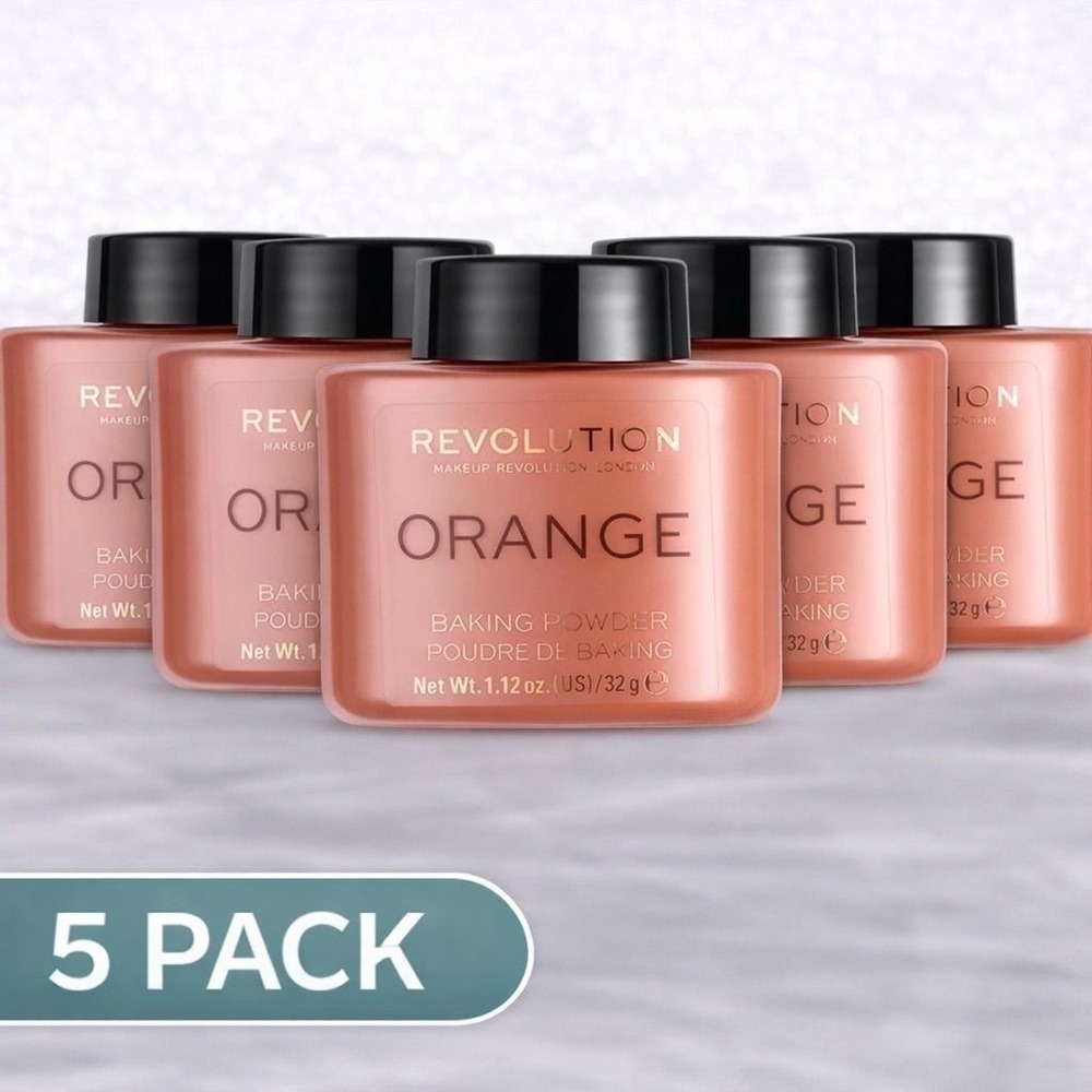 Makeup Revolution Orange Baking Powder 5 Pack Color Correcting Loose Powder 32g